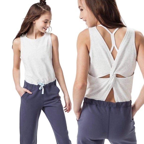 Ivivva Lululemon Feels Good Jumpsuit Girls 8 Heather Gray Purple French Terry - Picture 1 of 9